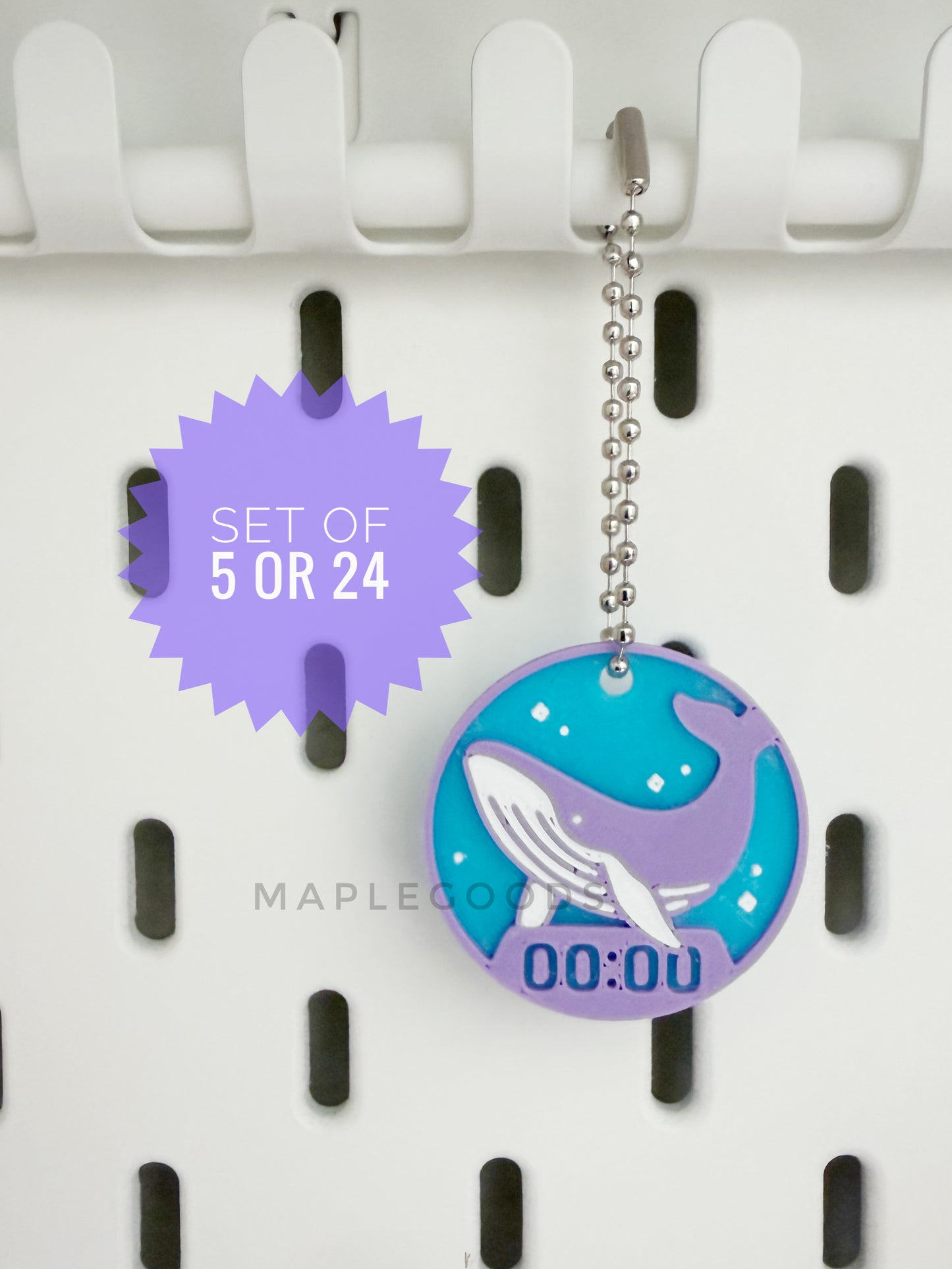 Glow-in-the-Dark 00:00 Whale Charms (24 or 5 pcs)